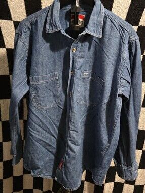 Vintage Marlboro Denim Button Up Long Sleeve Size Large
